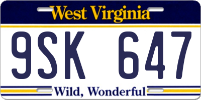 WV license plate 9SK647