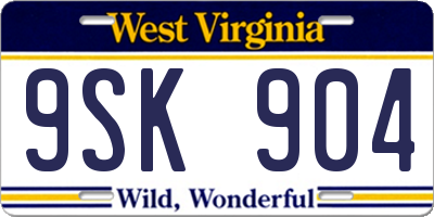 WV license plate 9SK904