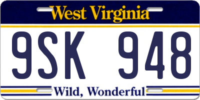 WV license plate 9SK948