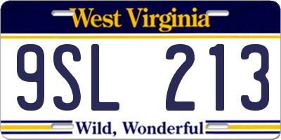 WV license plate 9SL213
