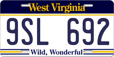 WV license plate 9SL692