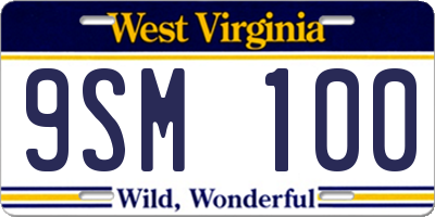 WV license plate 9SM100