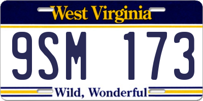 WV license plate 9SM173