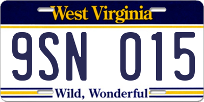 WV license plate 9SN015