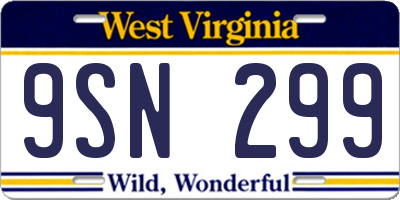 WV license plate 9SN299