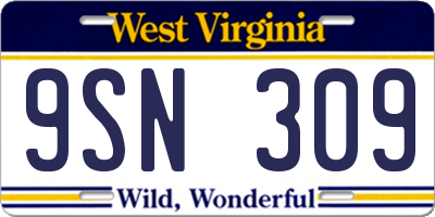WV license plate 9SN309