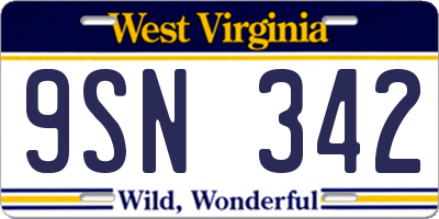WV license plate 9SN342