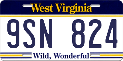 WV license plate 9SN824