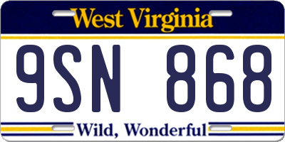 WV license plate 9SN868