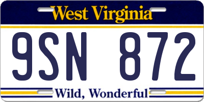 WV license plate 9SN872