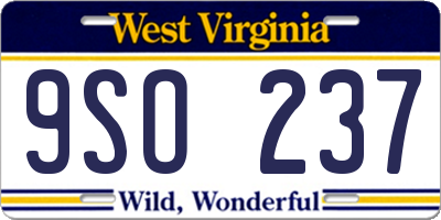 WV license plate 9SO237