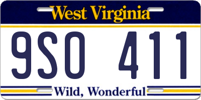WV license plate 9SO411