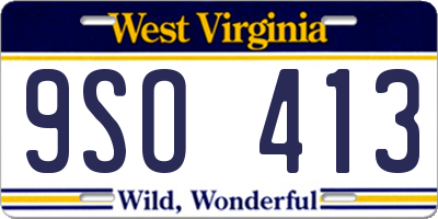 WV license plate 9SO413