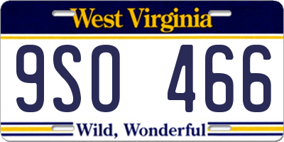 WV license plate 9SO466