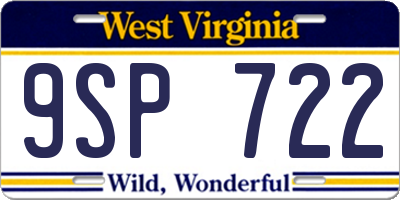 WV license plate 9SP722