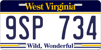 WV license plate 9SP734