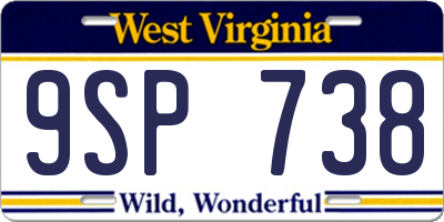 WV license plate 9SP738