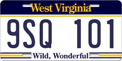 WV license plate 9SQ101