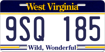 WV license plate 9SQ185