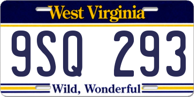 WV license plate 9SQ293