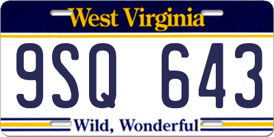 WV license plate 9SQ643