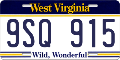 WV license plate 9SQ915