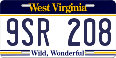 WV license plate 9SR208