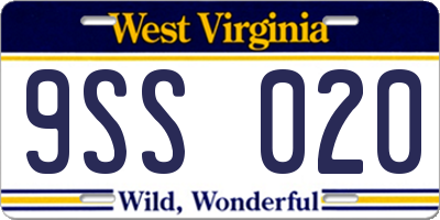WV license plate 9SS020