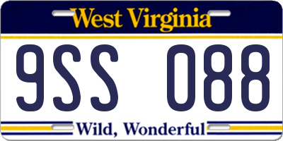 WV license plate 9SS088