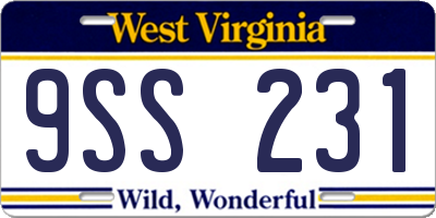 WV license plate 9SS231
