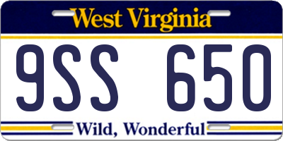 WV license plate 9SS650