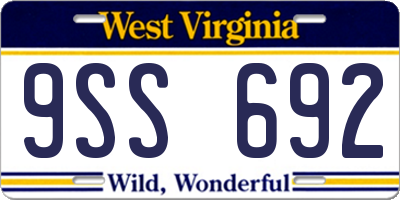 WV license plate 9SS692