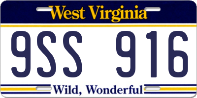 WV license plate 9SS916