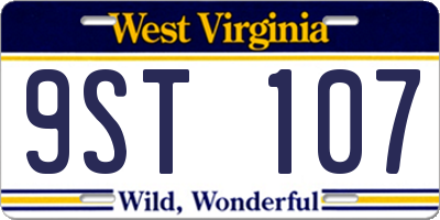 WV license plate 9ST107