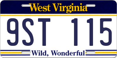 WV license plate 9ST115