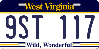 WV license plate 9ST117