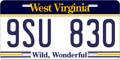 WV license plate 9SU830
