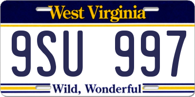 WV license plate 9SU997