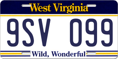 WV license plate 9SV099
