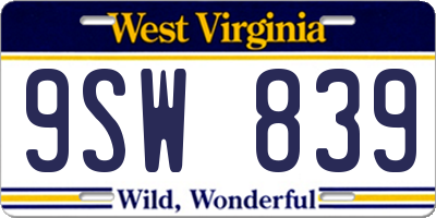WV license plate 9SW839