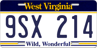 WV license plate 9SX214