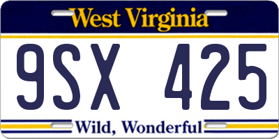 WV license plate 9SX425