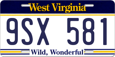 WV license plate 9SX581