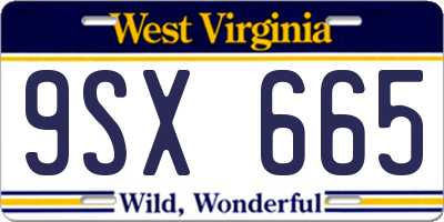 WV license plate 9SX665