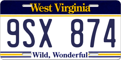 WV license plate 9SX874