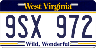 WV license plate 9SX972