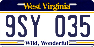 WV license plate 9SY035