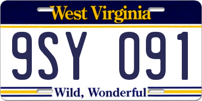 WV license plate 9SY091
