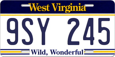 WV license plate 9SY245