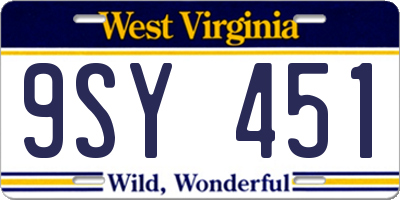 WV license plate 9SY451